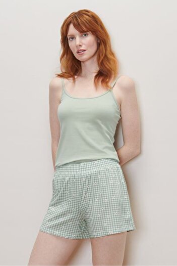 Tchibo Women Gingham Basic Shorts, Green
