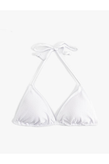 Koton Textured Triangle Halter String Bikini Top