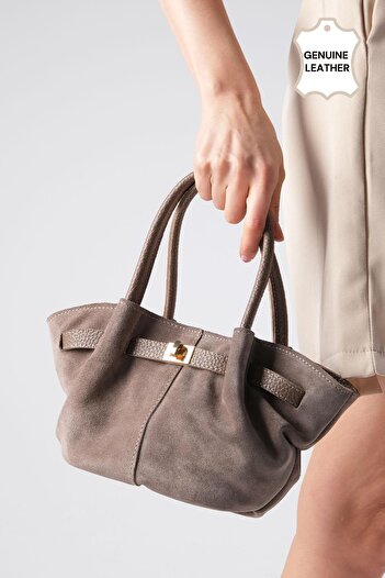 Mio Gusto Genuine Suede Mink Color Mini Hand and Arm Women's Bag