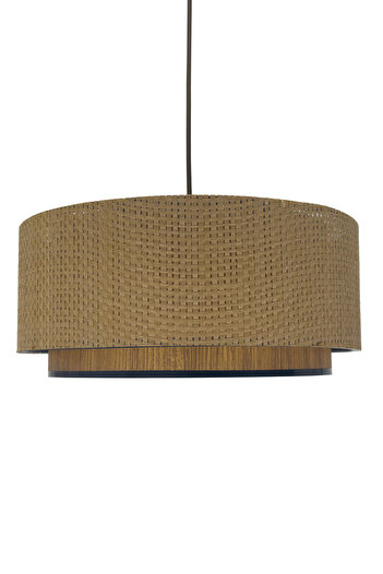 Vivido Home Modern Doğal Hazeran Rattan Hasır Avize, Ahşap Desenli