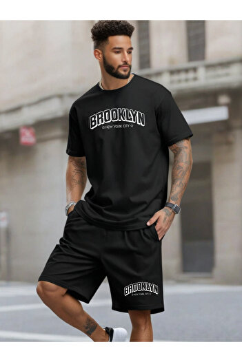 DEEPSENCE Men's Black 2-Piece T-Shirt and Shorts Set - Brooklyn