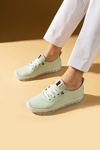 Pembe Potin Water Green Women's Orthopedic Genuine Leather Comfortable Comfort Sole Daily Casual Sports Shoes