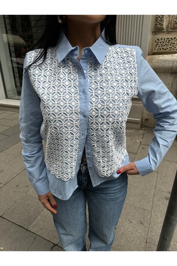 LB Laluna Butik Cămașă albastră din dantelă de damă
