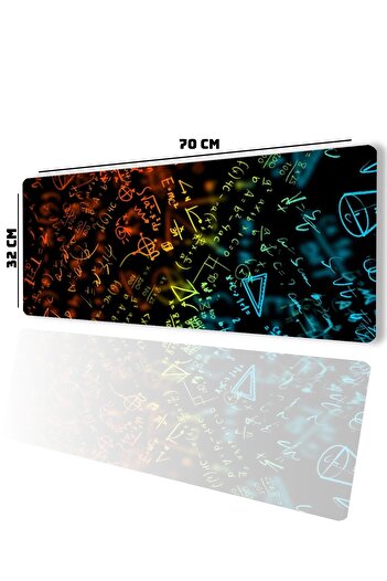 SonicTouch Albastru Portocaliu Neon Matematică Board Gamer Player Tastatură rezistentă la lichide fără sudură Mouse Pad 32x70Cm