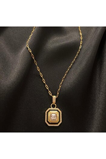 Zeyn Çağla Model Gold Steel Necklace-50 cm