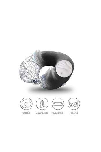 soufa dibaj Velvet Neck and Travel Pillow 30x25x10 cm - Dark Gray