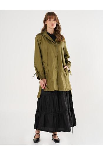 Kayra Hood Detailed Lace up Cap Khaki