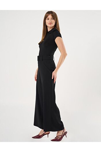 Kayra Belt Detailed Classic Trousers Black
