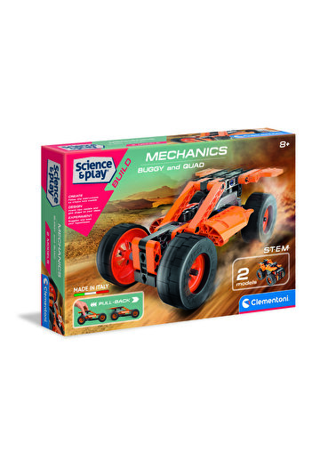 CLEMENTONI Science & Play - Mechanics Lab - Buggy & Quad Pull Back Set- For Age 8+ Years Old