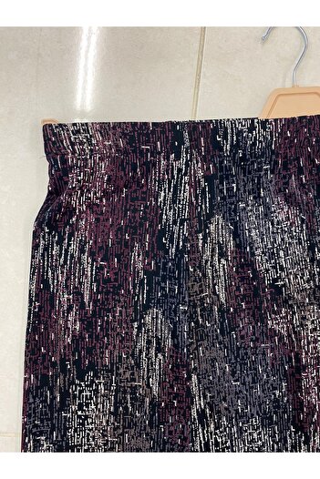 TDYtrendy Giyim Mother's Patterned Plus Size Violet Skirt with Elastic Waist