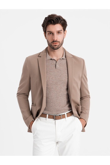 OMBRE Herrenjacke mit aufgesetzten Taschen - dunkelbeige V3 OM-BLZB-0127 S