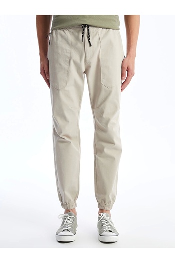 LC Waikiki Ανδρικό παντελόνι Jogger Xside Beige Standard Fit Gabardine