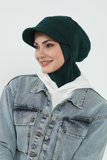 Aisha's Design Removable Visor Cap, Turban, B-82, Dark Green