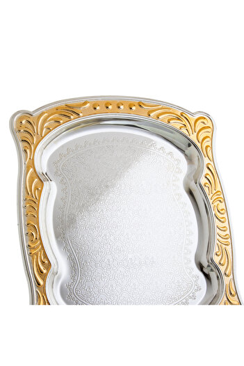 HIC Steel Serving Tray Silver Gold 35 cm