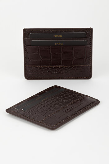 Fossil Boxed Genuine Leather Croco Brown Unisex Hand Portfolio Wallet