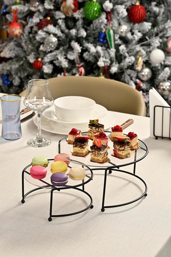 Edora Home Matte Black Small Size Presentation Holder 2-Piece Metal Gift Decoration Catering / Clear Plexiglass / Stainless