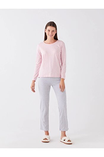 LC Waikiki Lcw Dream Gri Bisiklet Yaka Düz Uzun Kollu Kadın Pijama Takımı
