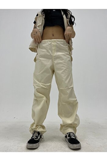 KOTOLOG Unisex Urban Baggy Parachute Pant I Bol Paça Rahat Kesim Ayarlanabilir Pamuk Kumaş Paraşüt Pantolon