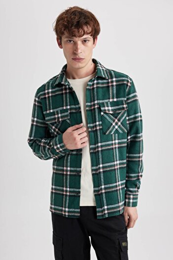 DeFacto Men's Regular Fit Pocket Checked Shirt