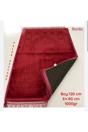 Vera Prayer Mats Burgundy Plush Prayer Mat Non-Slip Base 80X120 cm