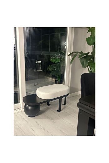 KURLUMOBİLYA Siyah Bench Puf (100) Cm Uzunluk