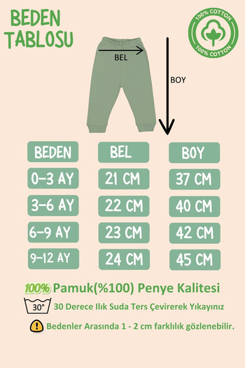 bebetospik %100 Pamuk Figür Baskılı Yumuşak Dokulu 5'li Bebek Alt