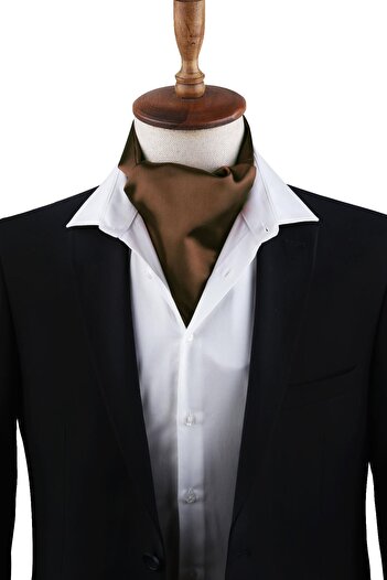 Kravatkolik Brown Plain Ascot Scarf K572