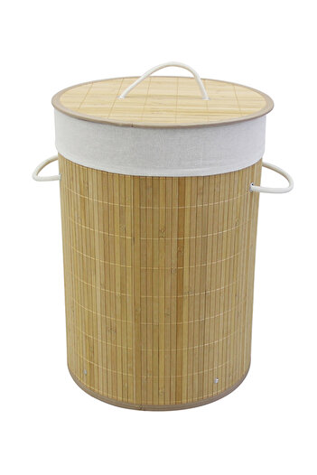 Forever Doğal Bambu Katlanabilir Silindir Çamaşır Sepeti 35x50cm