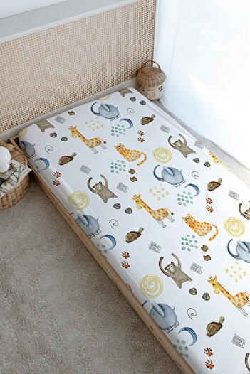 Tuğba Kuğu Iconic Series - Cactus and Cute Animals Printed Flat Sheet