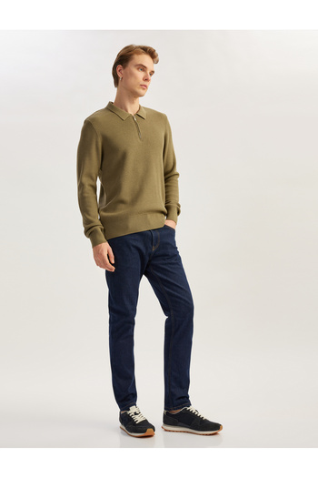 Koton Long Sleeve Polo Neck Half Zip Knitwear Sweater