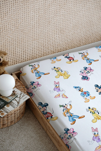 Tuğba Kuğu Cartoon Series Printed Bed Sheet - Little Mouse and Friends