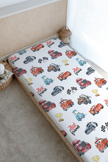 Tuğba Kuğu Cartoon Series Printed Bed Sheet - Lightning Mcqueen and His Friends