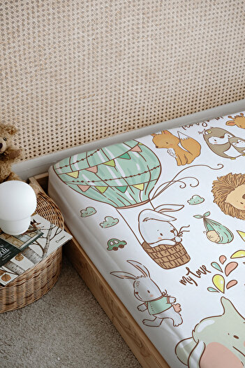 Tuğba Kuğu Iconic Series Printed Flat Sheet - Cute Zoo