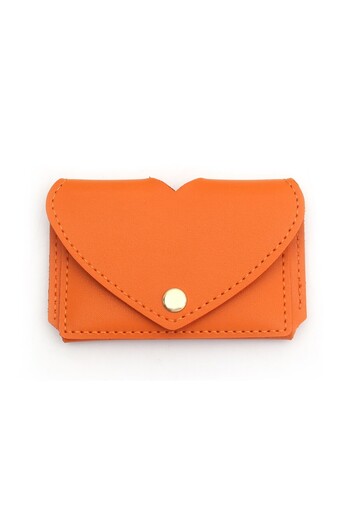 Womancraft Women's Card Holder Heart Wallet Orange Card Compartment Accessory