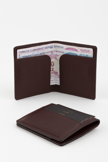 Fossil Boxed Genuine Leather Brown Slim Hand Portfolio Card Holder Wallet