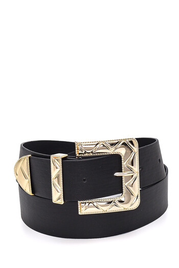 Paçuli Moda Black Buckle Women's Belt
