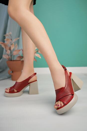Diego Carlotti Women's Daily Heeled Genuine Leather Sandals - DD0179