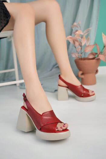 Diego Carlotti Women's Daily Heeled Genuine Leather Sandals - DD0179