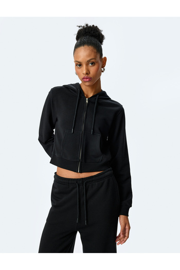 Koton Cotton Blended Hooded Zipper Sweatshirt