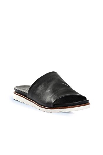 BUENO Black and White Women's Flat Slippers - Leather 01wl0503