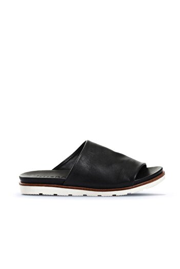 BUENO Black and White Women's Flat Slippers - Leather 01wl0503