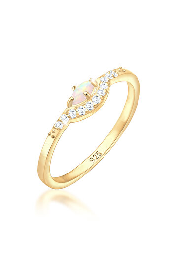 ELLI Dámský prsten Vintage Precious se Zirconia Marquise Opal v 925 Sterling Silver
