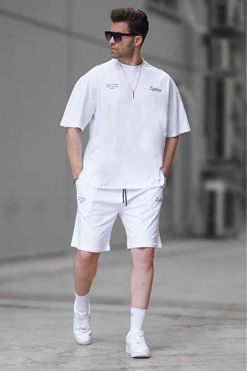 Madmext White Men's Shorts Set 5937
