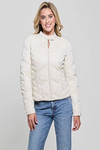 Guess New Vona Logo Jacket Women's White Jacket W5Rl00Wgv30-G012