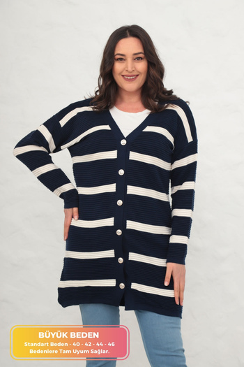 tarzımsüper Plus Size New Season Front Button Long Standard Size Long Sleeve Buttock Covering 4 Season Cardigan