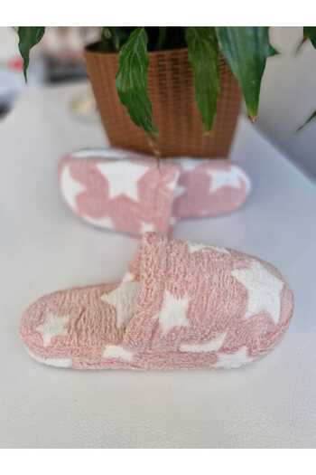 İpek Silk Women's Plush Fluffy Pattern Slip-Resistant Sole Home Slippers