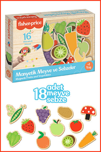 FISHER PRICE DİYTOY Mıknatıslı Meyve ve Sebzeler Buzdolabı ve Metal Yüzeylere Yapışan Magnet Puzzle