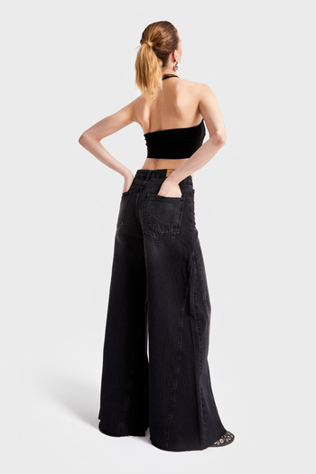 its basic Black Super Palazzo Fit - Mid Waist 100% Cotton Denim 2S5-1