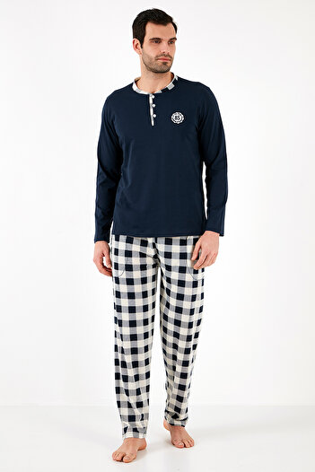 Buratti Men's Pajama Set - Checkered, Cotton, Regular Fit, Long Sleeve 60961003