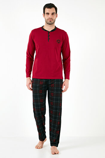 Buratti Men's Pajama Set - Checkered, Cotton, Regular Fit, Long Sleeve 60961003